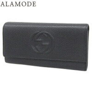 Gucci Interlocking GG Long Wallet Soho Bifold Double Leather Black